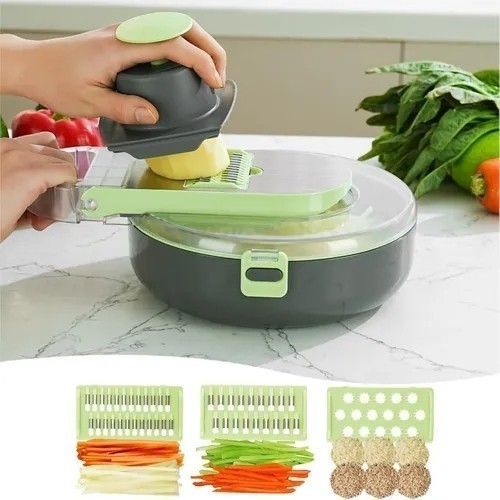 Ralador Fatiador Vegetais Redondo 15 Peças Mandoline Cortador Processador Cozinha Achadinhos