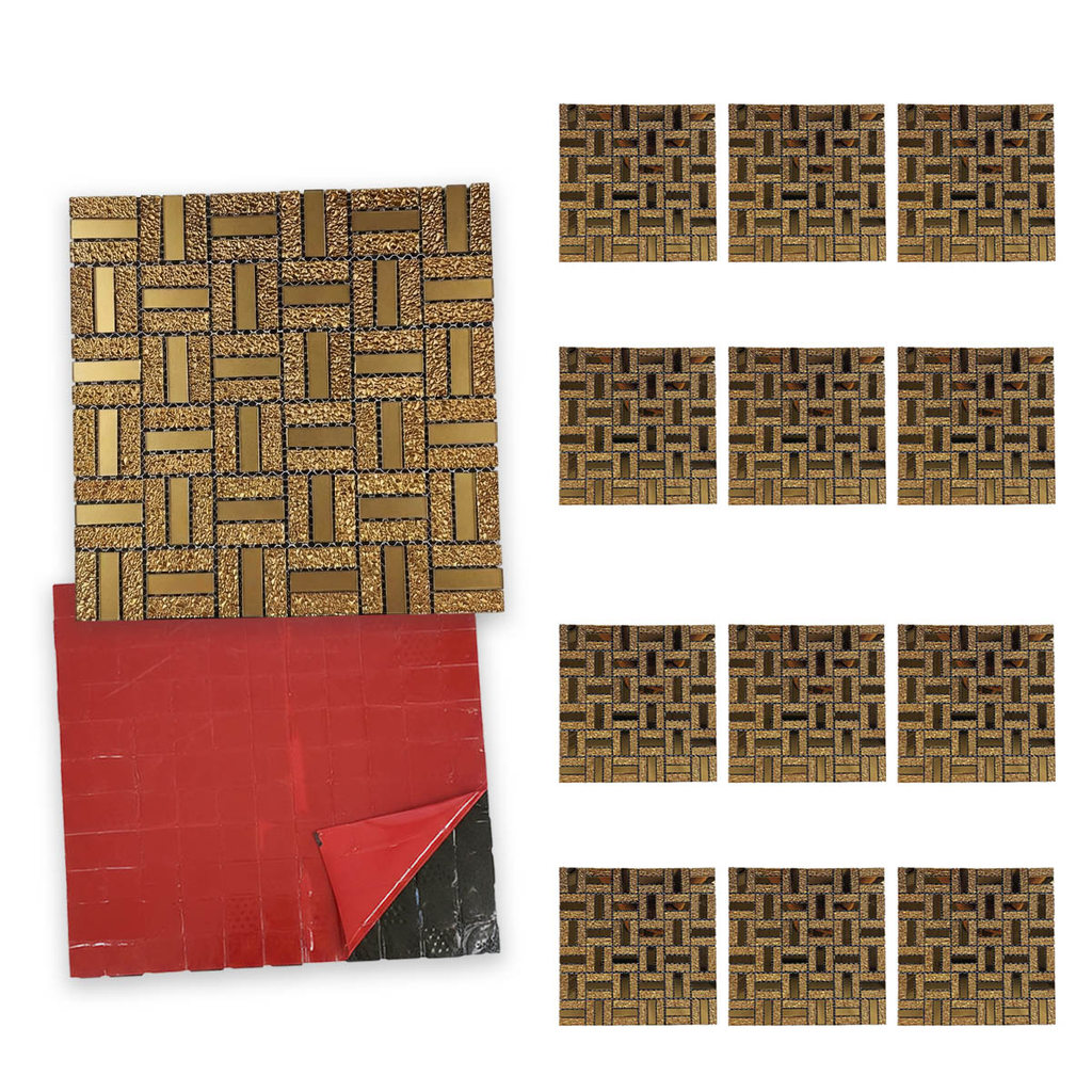 Pastilha De Vidro Adesiva Kit 12 Uni Parede Sala Cozinha Banheiro Decorativa Facil Aplicacao Moderna Requintado Reforma