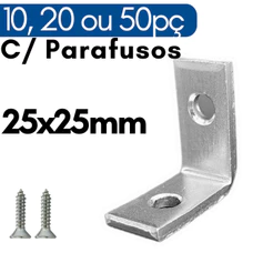 Cantoneira para Moveis 25 x 25mm Cantoneira L Reforço p Madeira Movel Cadeira Zincado com Parafusos