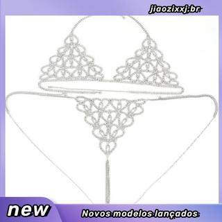 Lingerie Sexy Strass Corrente De Peito Biquíni Ajustável Exótica Conjunto Para Boate Festa Presentes Lingerie Sensual