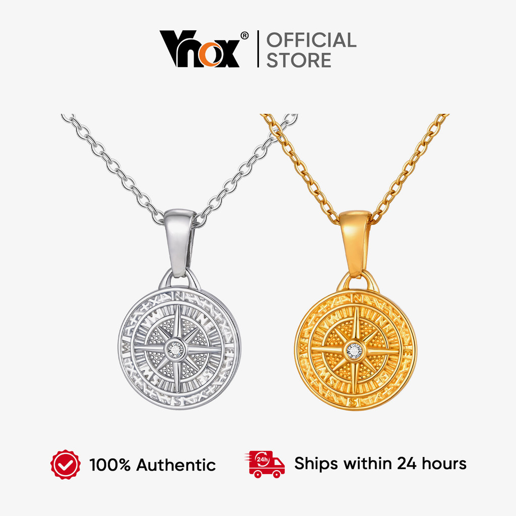 Colar Com Pingente De Estrela De 8 Pontas Vnox Unissex À Prova D'água E Hipoalergênico Minimalista Redondo Amuleto Prese