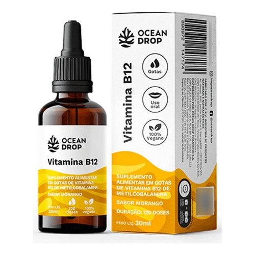 Vitamina B12 - Ocean Drop - 20ml Sabor Frutas Vermelhas Morango