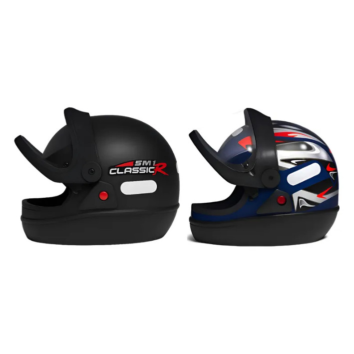 Kit 2 Capacete Moto Masculino Preto Fosco e Azul Taurus San Marino