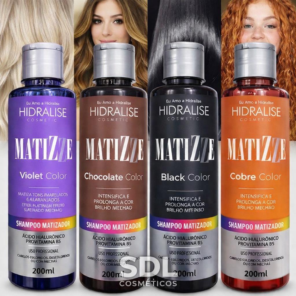 Shampoo Matizze Matizze Escurecedor Cabelos Brancos Tonalizante Preto, Avelã, Marsala Platinado Colored 100% Natural
