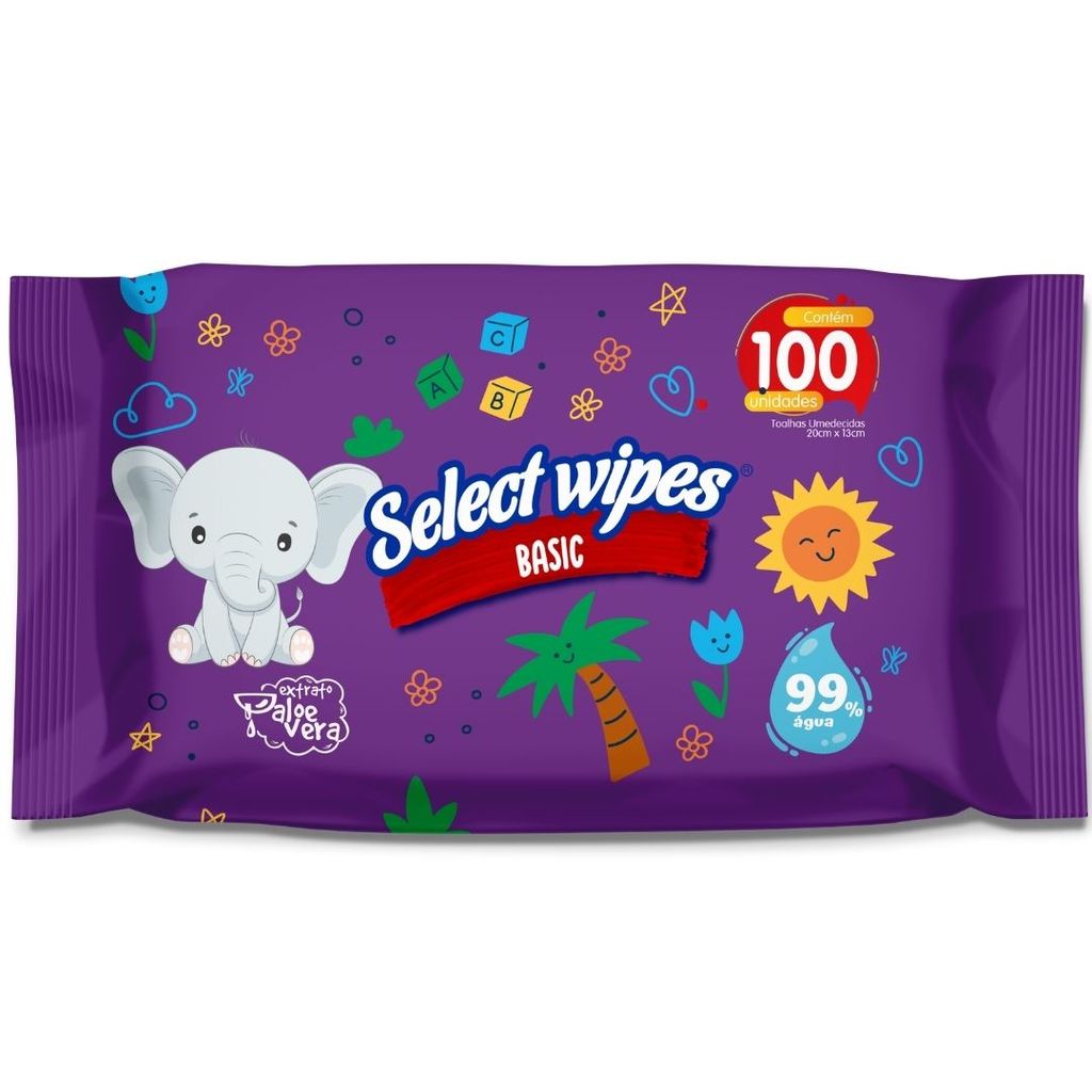 Lenço Umedecido Select Wipes Basic 100 Unidades em Oferta na Shopee