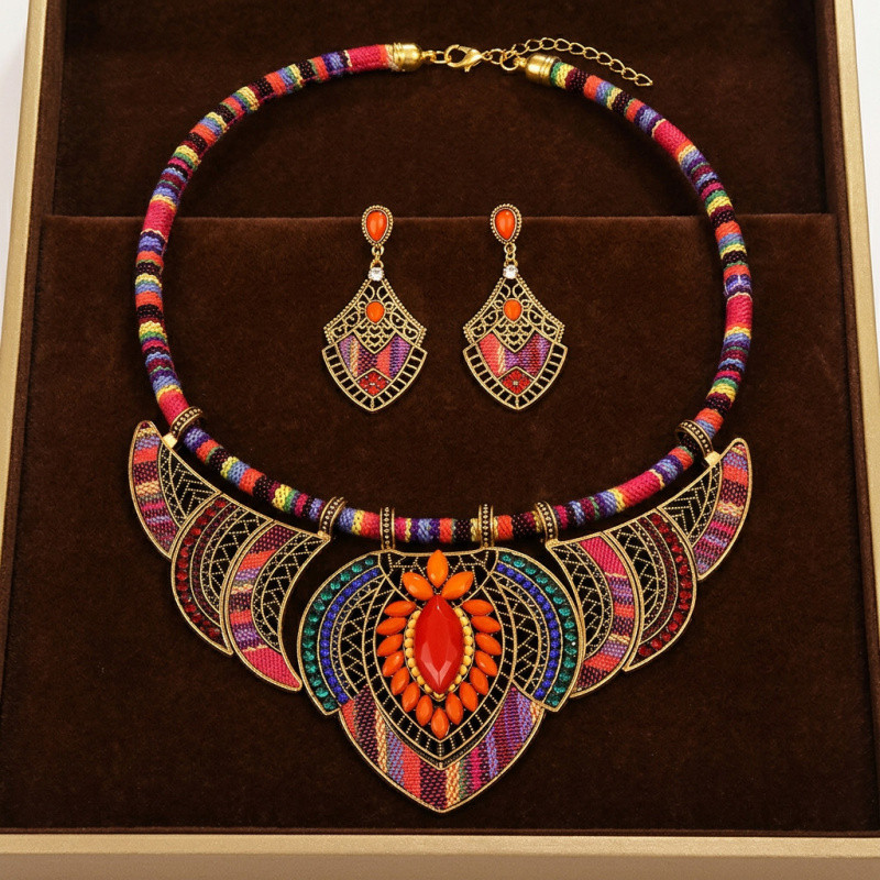 Kit Boêmio Tribal: Colar e Brinco de Corda Artesanal | Praia, Festivais e Looks Étnicos​