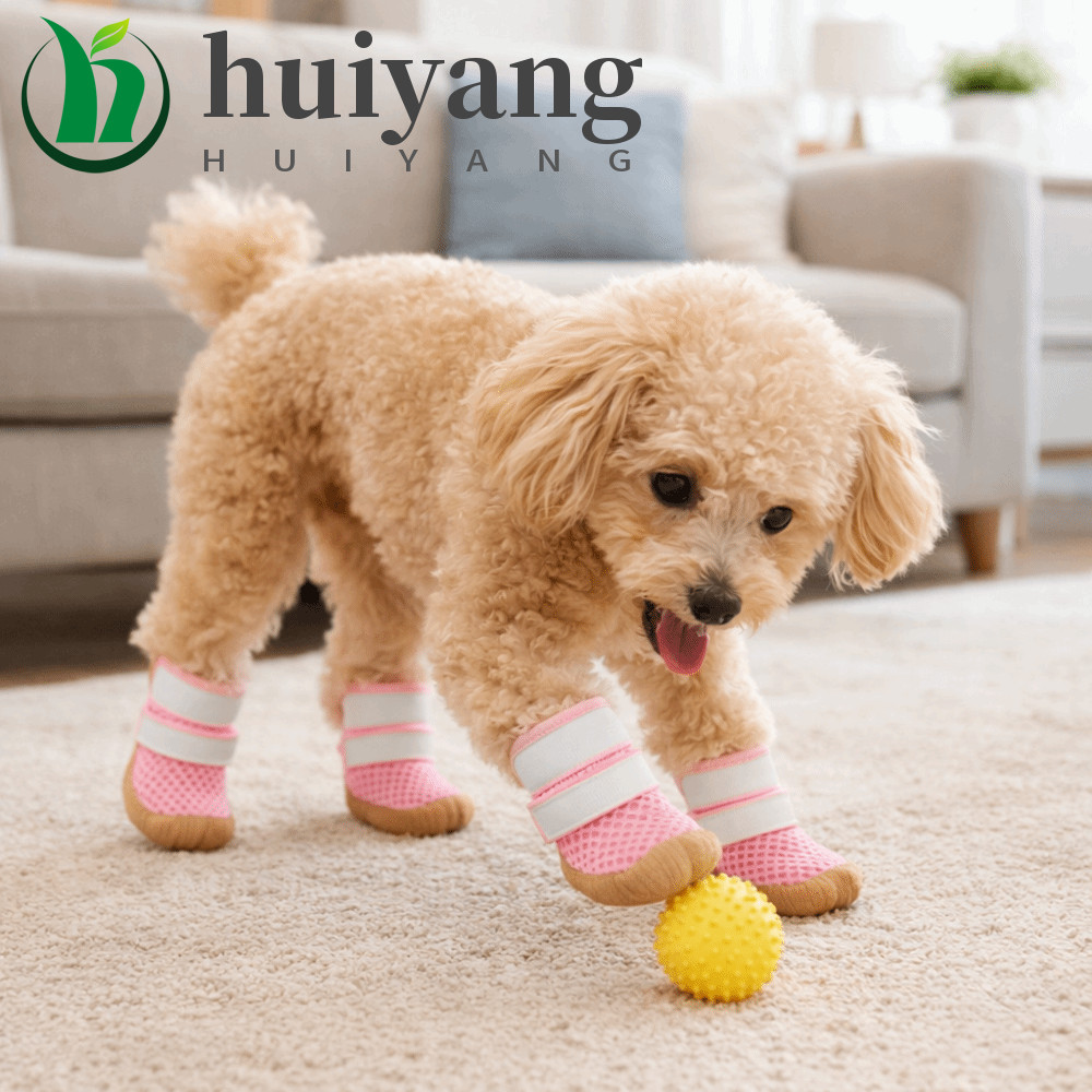 Sapatos De Malha Para Cães HUIYANG , Botas Antiderrapantes Ocas Respiráveis , Protetores De Sola De Borracha