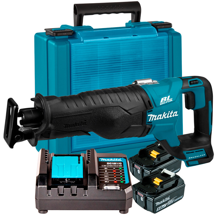 Kit Serra Sabre a Bateria 18V LXT Makita DJR187Z + Kit Energia 2 Baterias 5Ah + Carregador + Maleta KITMAK1850B