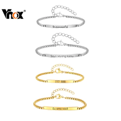 Pulseira De Casal Gravada Personalizada Vnox , Presente De Aniversário Personalizado À Prova D'água Sem Desbotamento
