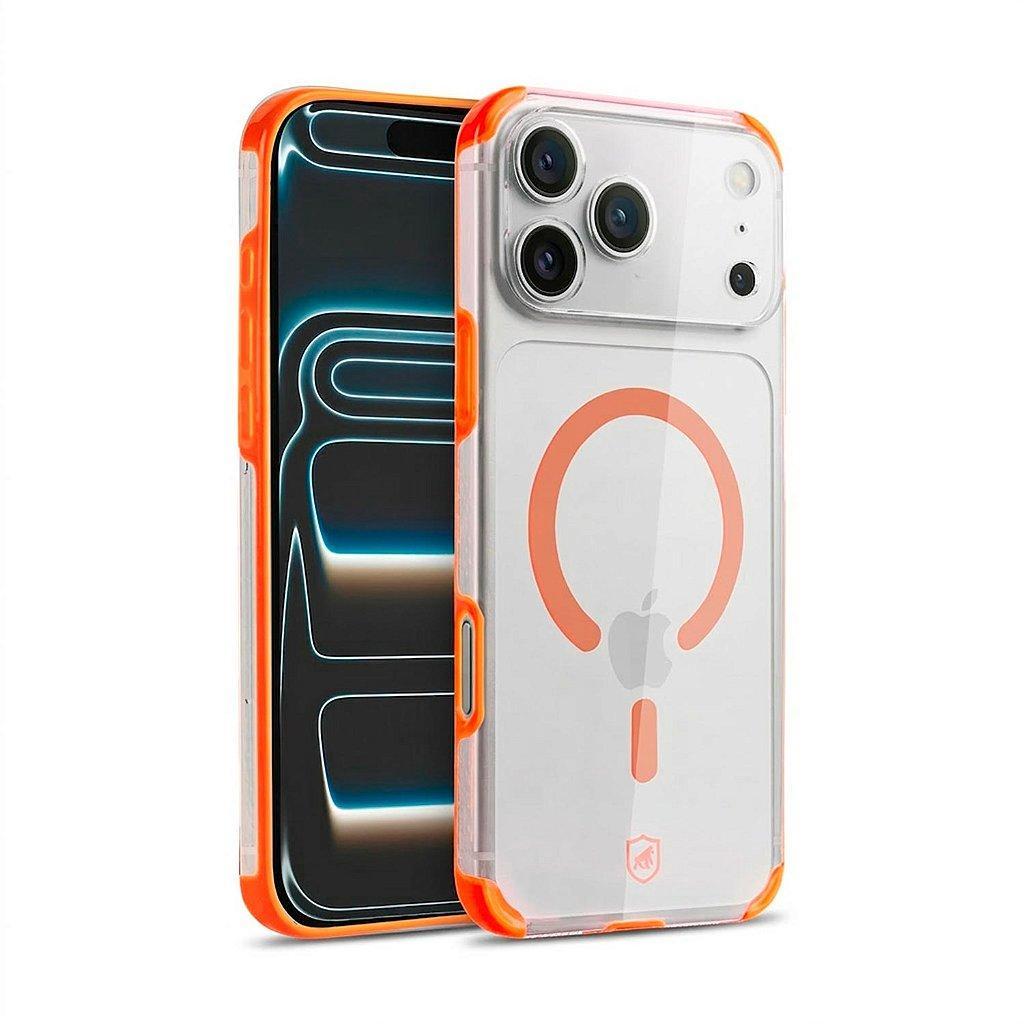 Capa case capinha para iPhone 17 Pro - Crystal Edge Magsafe - Laranja - NÃO AMARELA - Gshield