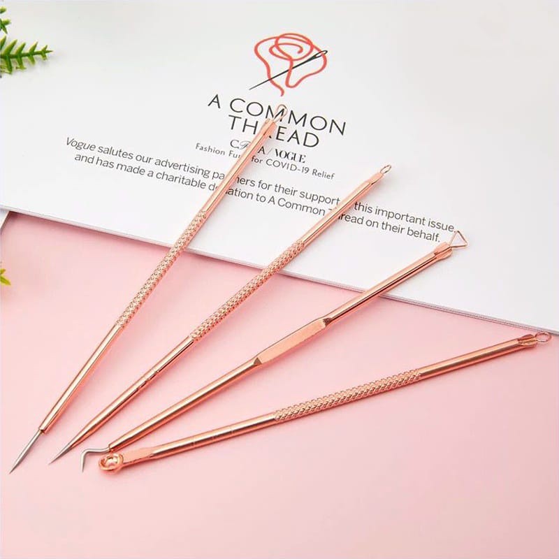 Kit Extrator Espatula Agulha De Cravo E Espinha Profissional Removedor de Acne 4 Pçs
