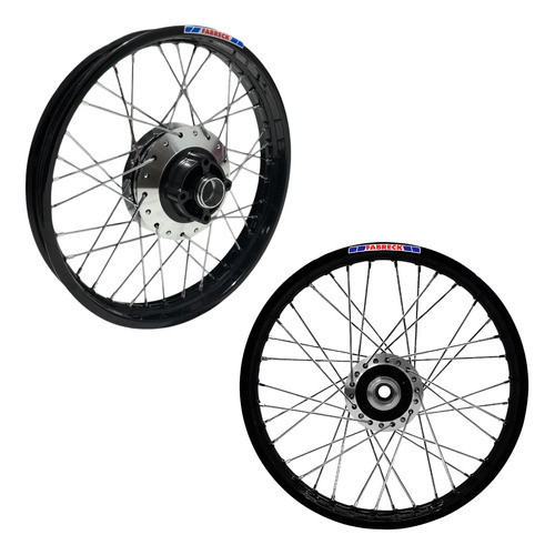 Par Roda Fan 125 09/18 Ferro Preto Cubo Diamantado Esd Disco Preto