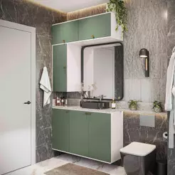 Conjunto para Banheiro Kappesberg Celeste 4 Peças Branco/Verde 120cm