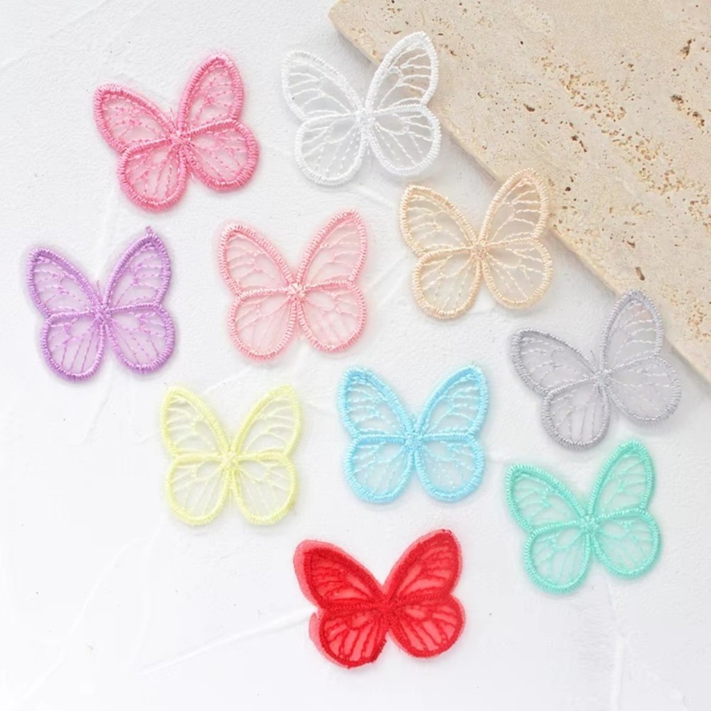 Kit 100 Borboletas de Voal Cores Unicas  Para Artesanato Laços Tiaras e Decoração Delicada DIY