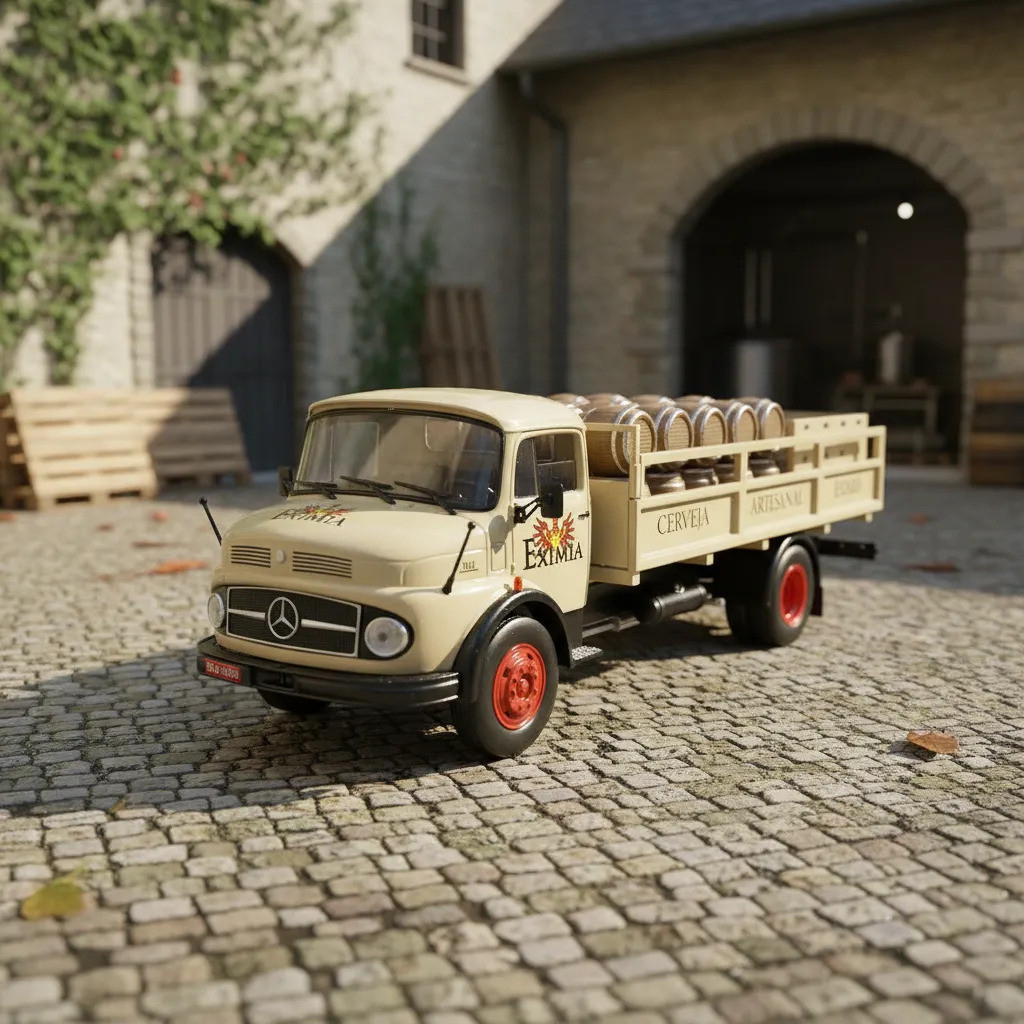 Miniatura Caminhão Mercedes Benz 1113 Cerveja Exímia 1:43 Ix Bege