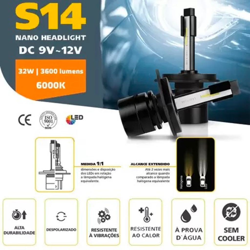Lâmpada Super Led Nano Shocklight S14 H1 H3 H4 H7 H8 H11 H16 H27 Hb3hb4 · foto 2
