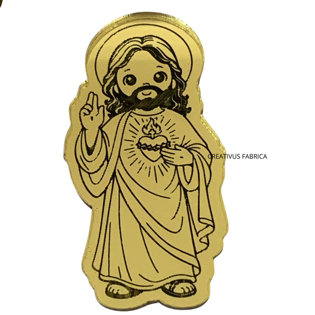 Aplique  Sagrado Coração de Jesus  RELIGIOSO Acrílico Espelhado APLIQUE DE ACRÍLICO