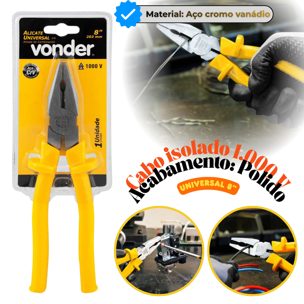 Alicate Universal Profissional Utilidades Variadas 1000v 8"