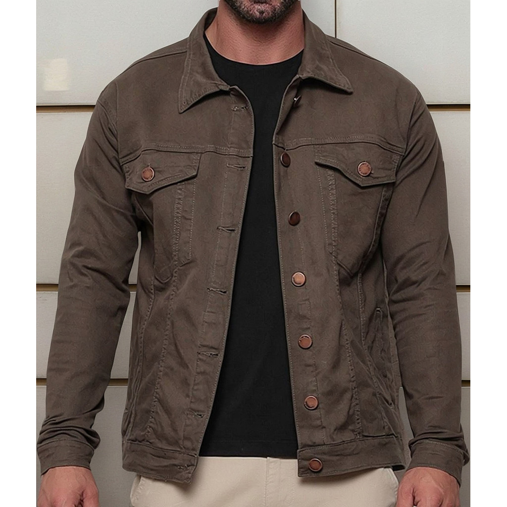 Jaqueta Masculina Sarja Jeans Slim Cores Clássicas Premium
