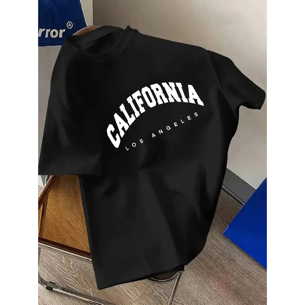 Camiseta Masculina Estilo Fashion com Estampa de California De Algodão, Gola Redonda, Manga Curta, Top Casual para Verão