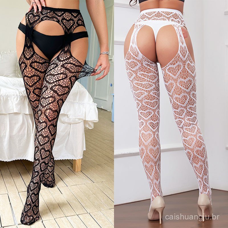 Ligas Sexy Meias Femininas Crothless Collants Lingerie Para Fora Meia-Calça Acessórios Sexuais Eróticos Altas Conjunto