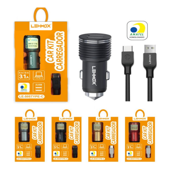 Carregador P/ Carro Carga Rápida Tipo C 3.1a 2 Usb em Oferta na Shopee