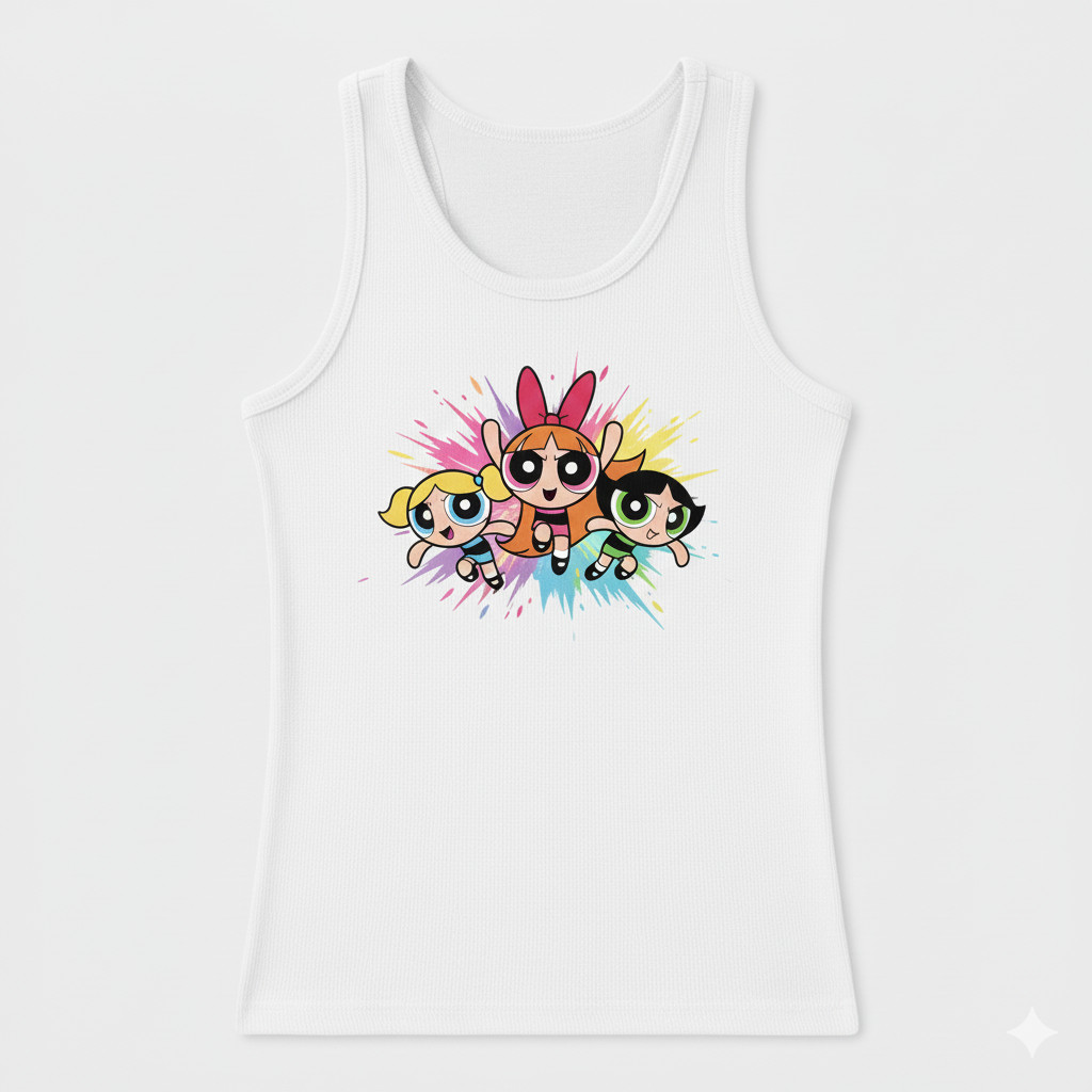 Regata Infantil Feminina Estampada Meninas Super Poderosas Regata 100% Algodão