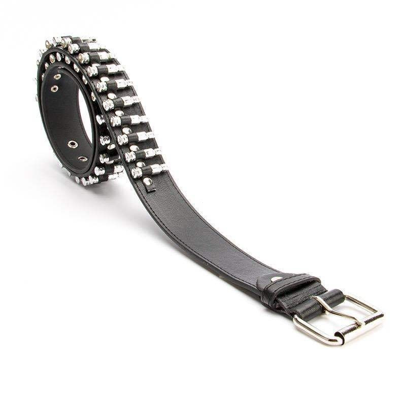 Cinto Punk Masculino De 110 Cm De Comprimento Com Fivela De Pino , Bala Preto Para Mulheres De Rebite De Couro Sintético