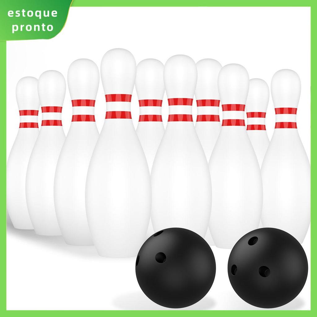 Conjunto De Boliche Infantil De 12 Peças Inclui 10 Pinos Brancos Clássicos E 2 Bolas Brinquedo Para Educação SHOPSKC0295