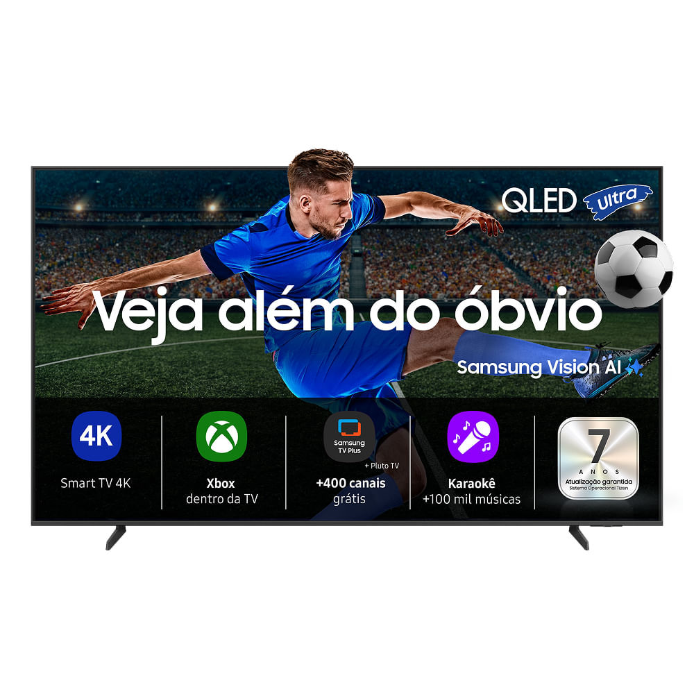 Samsung Vision AI TV 43" QLED Ultra 4K QEF1 2025, Pontos Quânticos, Processador com AI, Art Store, Alexa