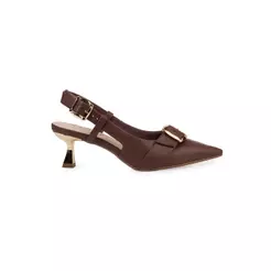 Scarpin Slingback Bebecê Salto Taça com Fivela Decorativa e Tira Dupla