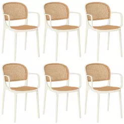 Kit 6 Cadeiras de Jantar Roma Prática com Braços para Sala e Cozinha