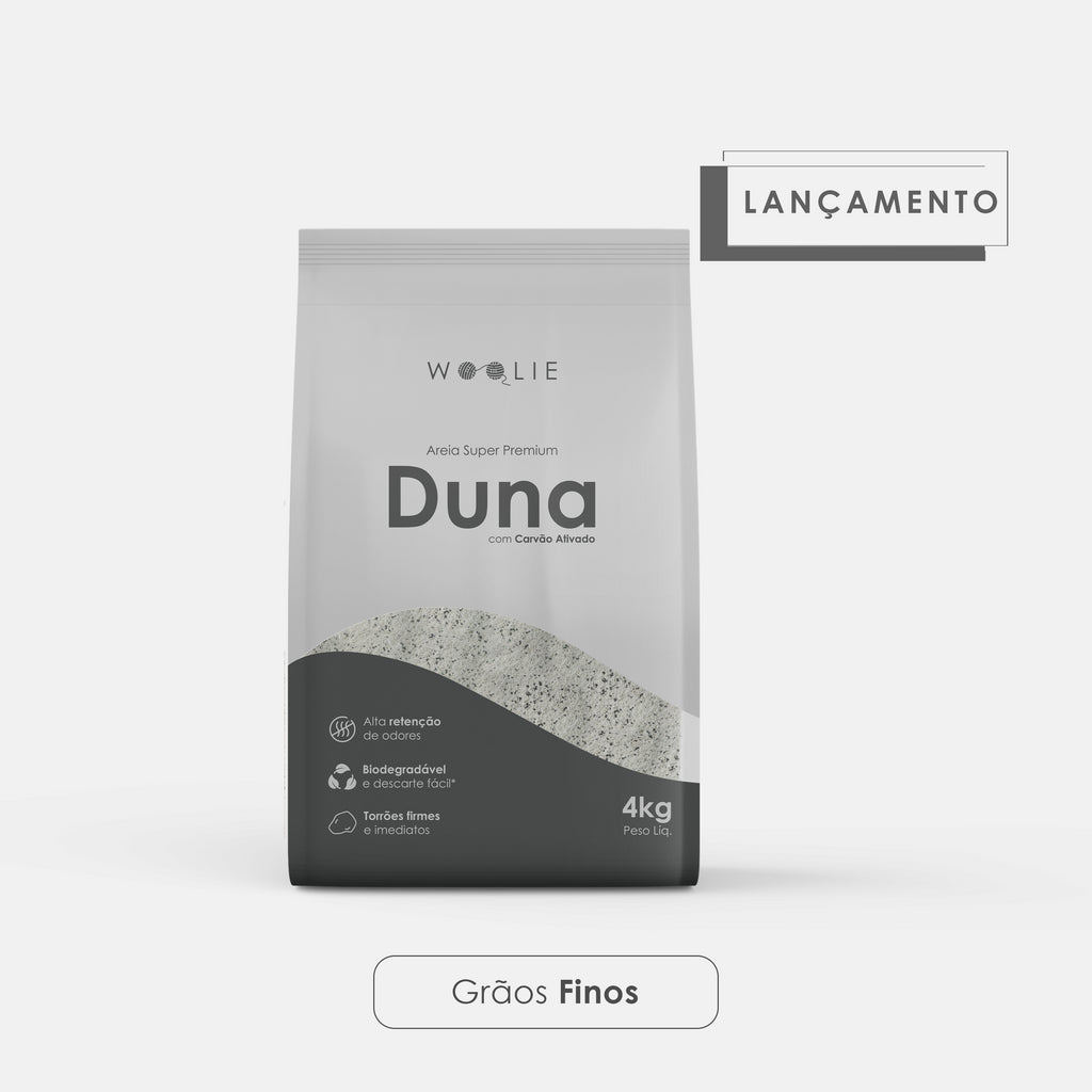Areia Higiênica Biodegradável Duna Woolie grãos finos