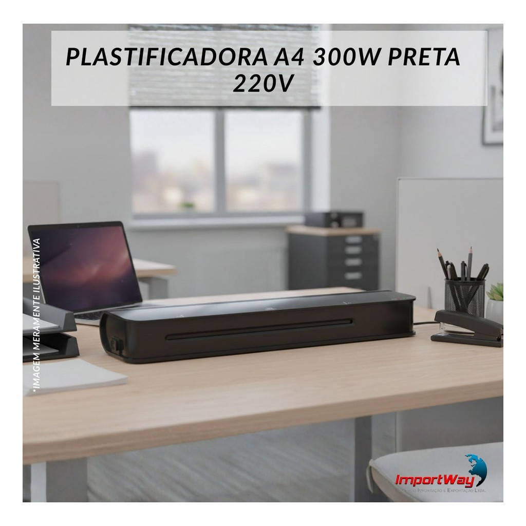 Plastificadora A4 300W 220v Preta Para Documentos Fotos Certificados Escritório Escola Casa · foto 2