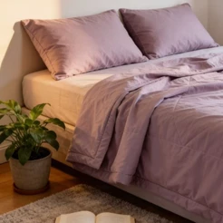 Cobre Leito de Verão Toque de Algodão Lavado 200x230cm | Leve, Fino, Respirável e Macio para Cama Casal/Queen