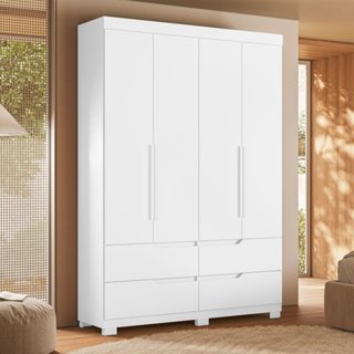 Guarda Roupa Infantil 4 Portas 4 Gavetas Circus Branco/Freijó em Oferta na Shopee