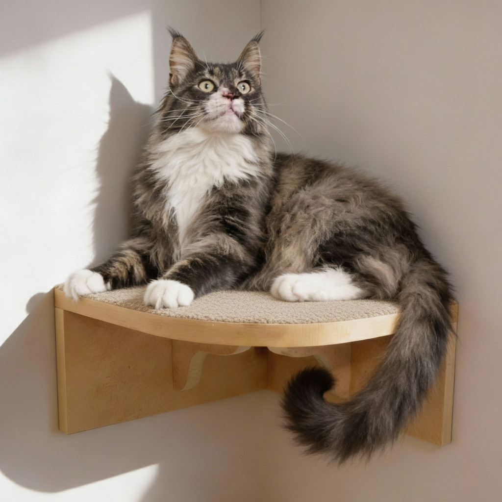 Prateleira Para Gatos de Canto Interno CRU MDF 15mm REFORÇADO c/ Carpete Playground Gatificação em Oferta na Shopee