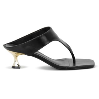 Sandália Aura Macerata Feminina Salto Dourado Tamanco Bico Quadrado Elegante Casual Chic Ref: 047 em Oferta na Shopee