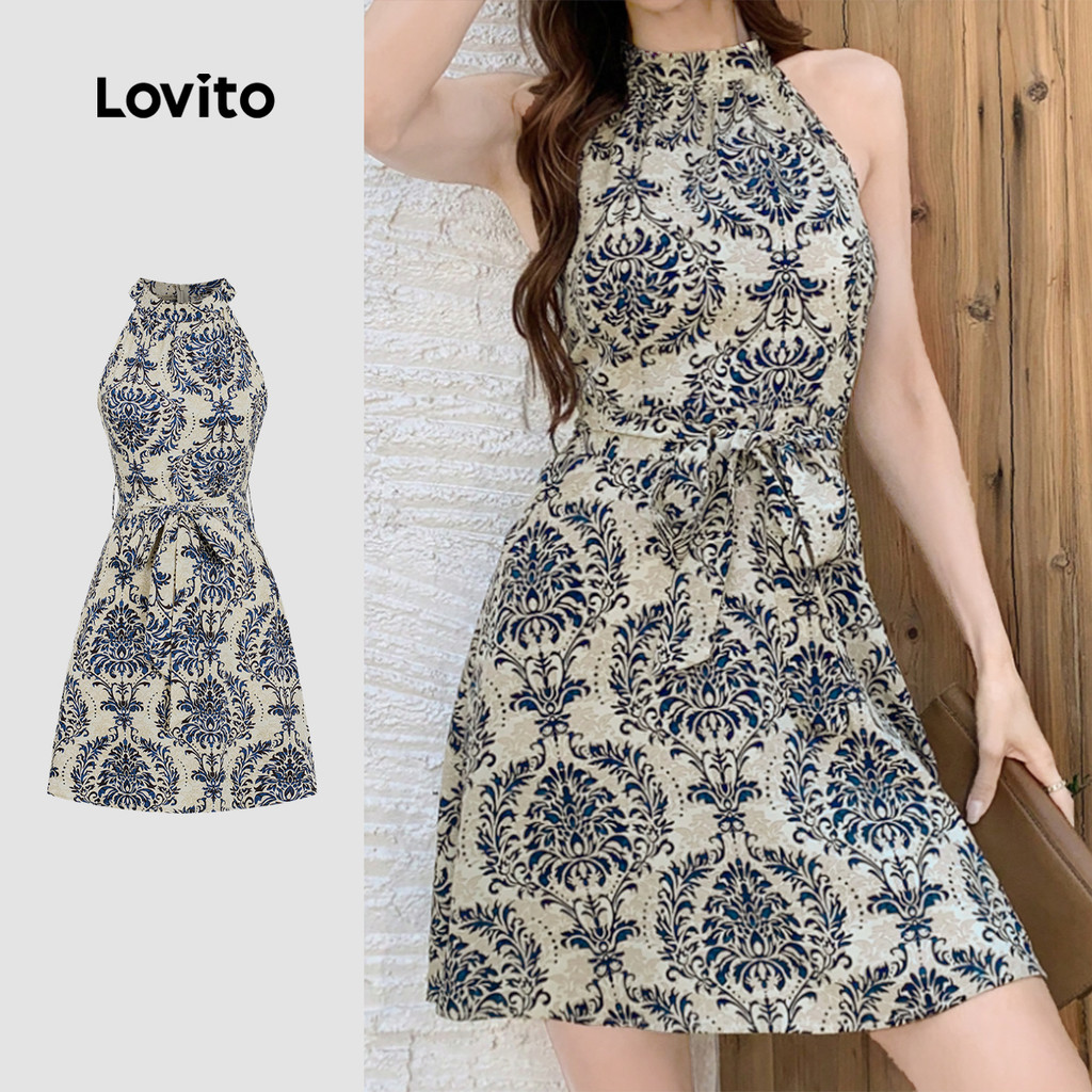 Lovito  Vestido Boho com Cinto Vestido Primavera/verão para Mulheres L171ED1068 em Oferta na Shopee