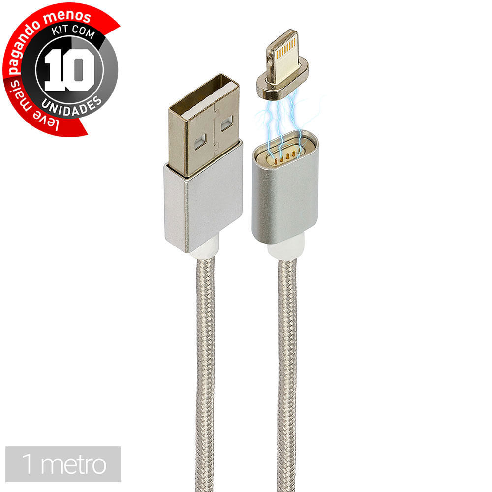 Cabos Magnético Para iPhone - 1 Metro - Kit Com 10
