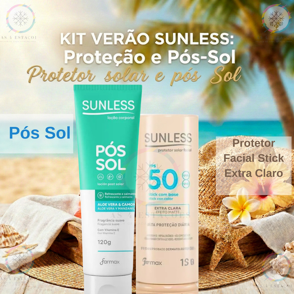 Kit Sunless: Stick FPS 50 Extra Claro + Pós-Sol 120g