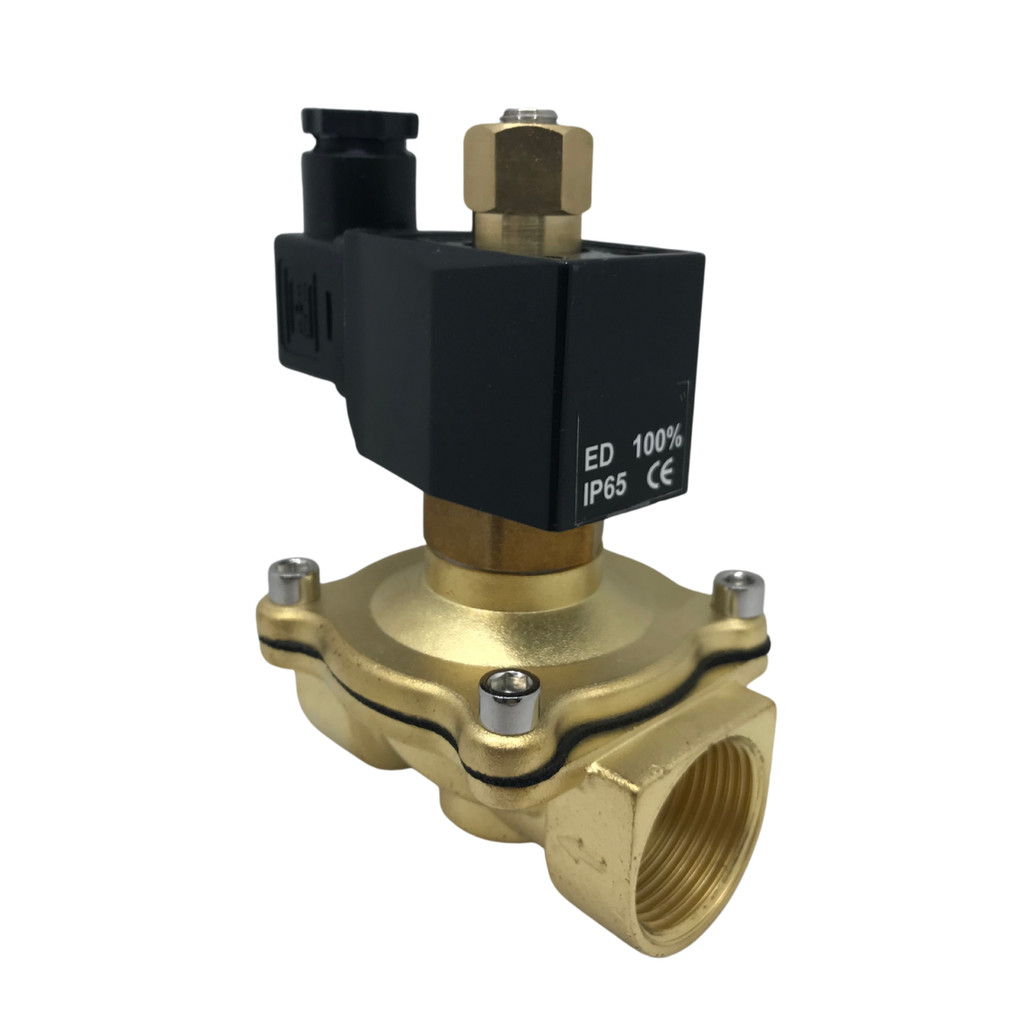 Válvula Solenoide 2 Vias Rosca 1/2 BSP Normal Aberta Bobina 220V em Latão Ar Água