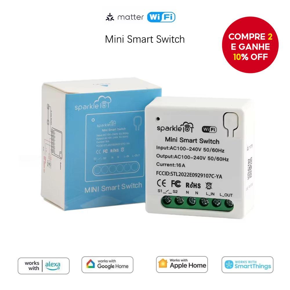 Matter WiFi Smart Switch 16A Módulo De Relé Controle De Voz Alexa Google