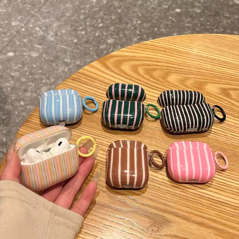 Bonito Padrão Zebra Colorido Com Capa De Fone De Ouvido Pendente Para AirPods 1/2/3/4 Pro/3 Ins Style Anti-Queda Hard PC