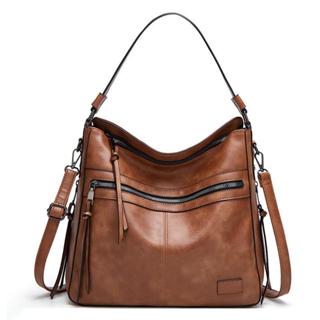 Saco De Couro Alto Qualidade PU Mulher Grande Capacidade Ombro Crossbody Hand Tote Vintage Escola em Oferta na Shopee