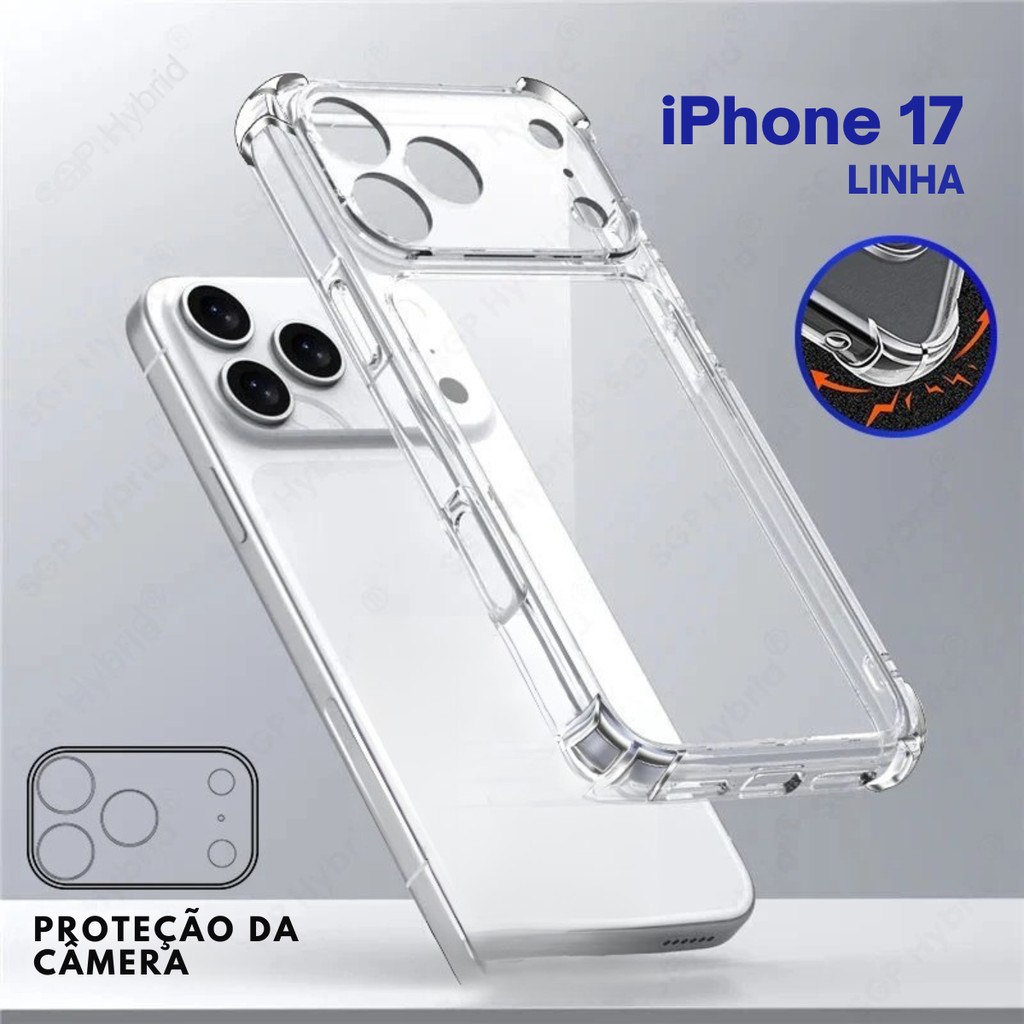 Capa Capinha Case Anti Impacto Transparente (Câmera Fechada) E Película 3D ou Hidrogel P/ 17 Pro Max em Oferta na Shopee