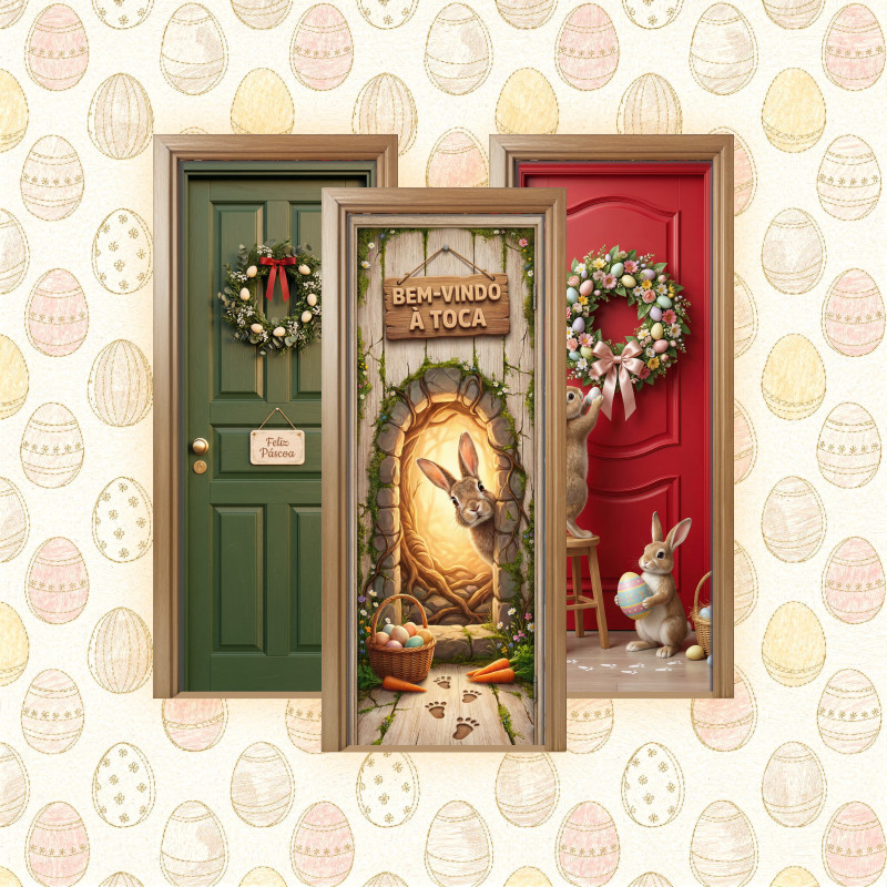 Painel de Porta Páscoa Coelho | Decoração Infantil | Tecido Premium | Frete Grátis | Vários Modelos em Oferta na Shopee