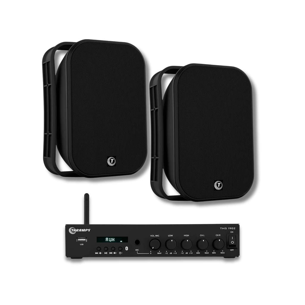 COMP Kit Som Ambiente Taramps Receiver THS 1902 + 2 Caixas Outdoor TAQ-62 6"