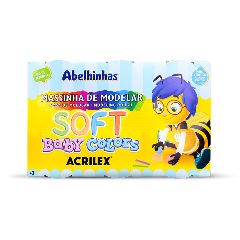Massinha Soft Baby Colors com 6 cores 7376 Acrilex em Oferta na Shopee