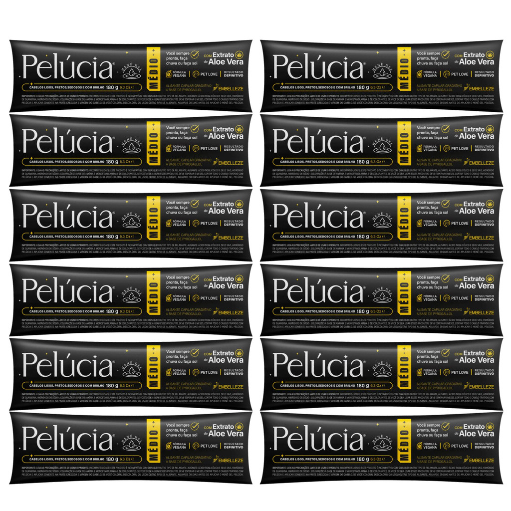 Kit C/ 12 Alisante Henê Pelúcia Medio BISNAGA 180g